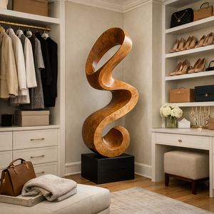 Modern Organic Solid Wood Sculpture for Living Room and Interior Decor