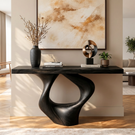 Solid Wood Console Table with Teardrop Loop Base for Entryway Decor