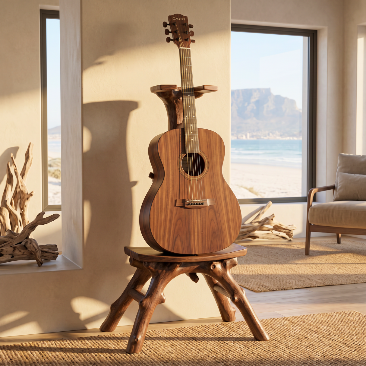 Driftwood Guitar Holder Handmade Wooden Floor Stand