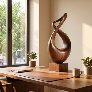Abstract Infinity Wood Sculpture Modern Organic Handmade Wooden Art Decor