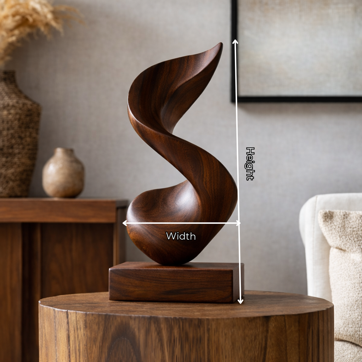 Abstract Twisted Wood Sculpture Modern Organic Tabletop Decor