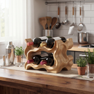 Carved Solid Wood Wine Rack with Organic Sculptural Form