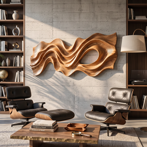 Flowing Ribbon Wood Wall Sculpture with Organic Cutout