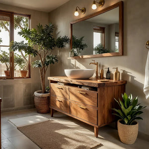 Solid Wood Bathroom Vanity with Drawer Storage for Modern Bathrooms