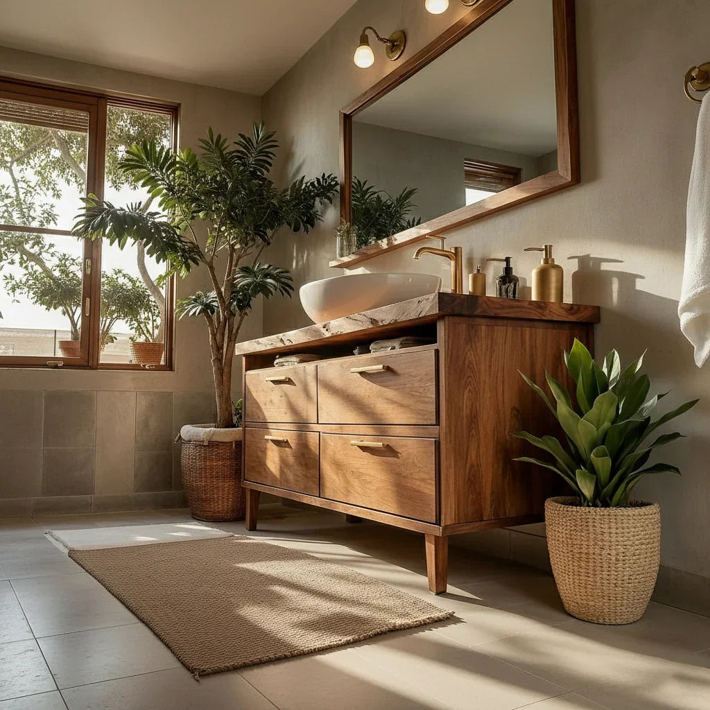 Solid Wood Bathroom Vanity with Drawer Storage for Modern Bathrooms