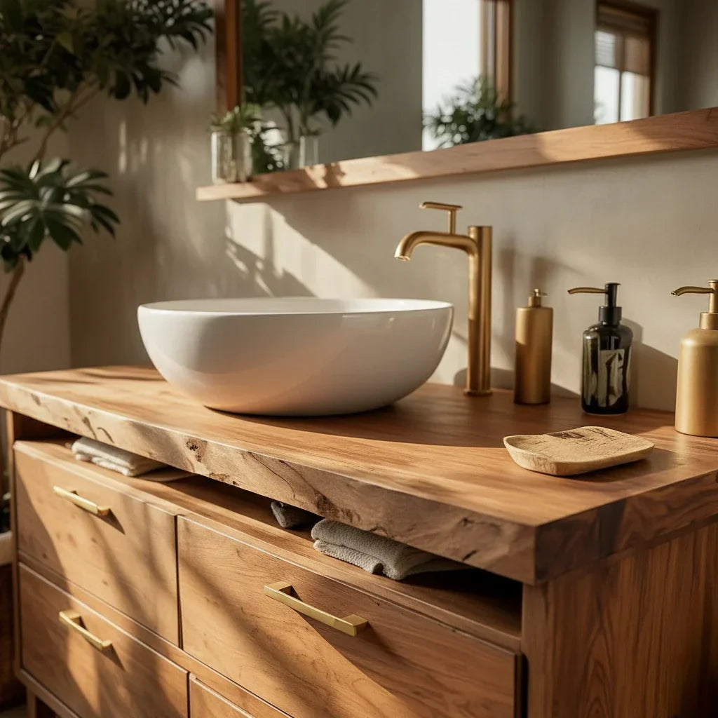 Solid Wood Bathroom Vanity with Drawer Storage for Modern Bathrooms