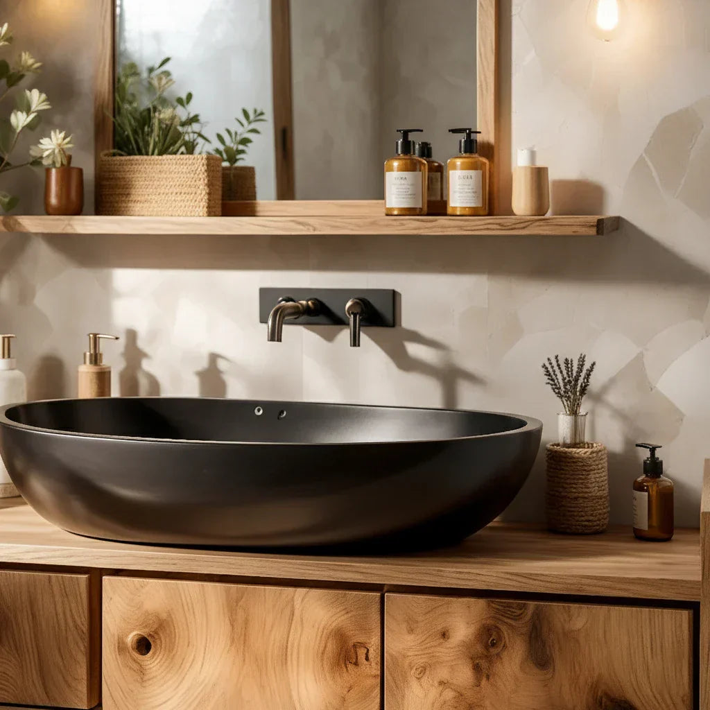Solid Wood Bathroom Vanity with Wide Drawers for Modern Baths