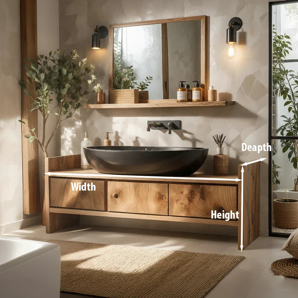 Solid Wood Bathroom Vanity with Wide Drawers for Modern Baths