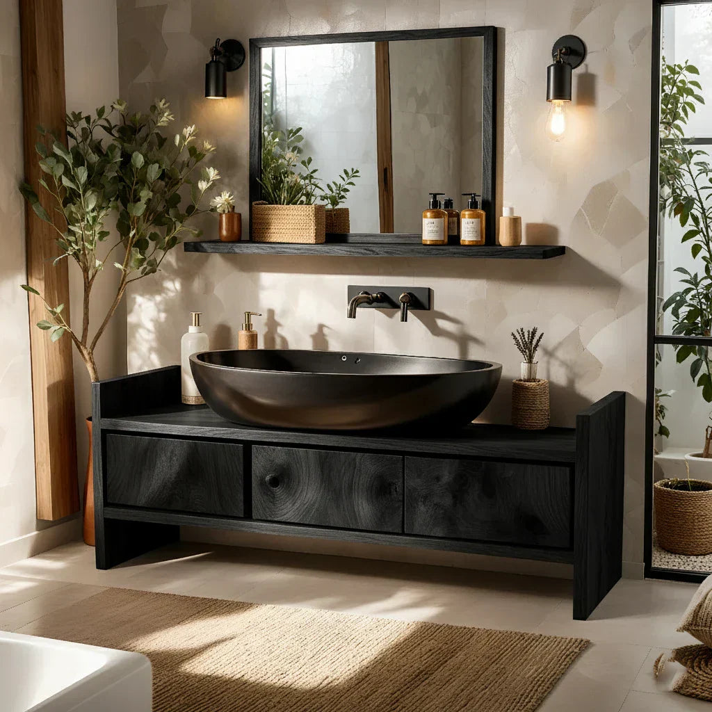 Solid Wood Bathroom Vanity with Wide Drawers for Modern Baths