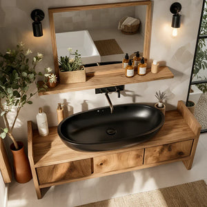 Solid Wood Bathroom Vanity with Wide Drawers for Modern Baths