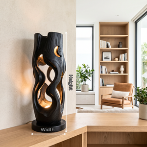 Sculptural Wood Table Lamp with Organic Cutouts