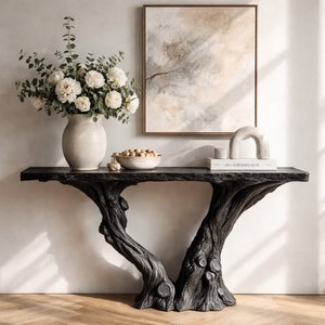 Sculptural Console Table with Trunk Organic Base