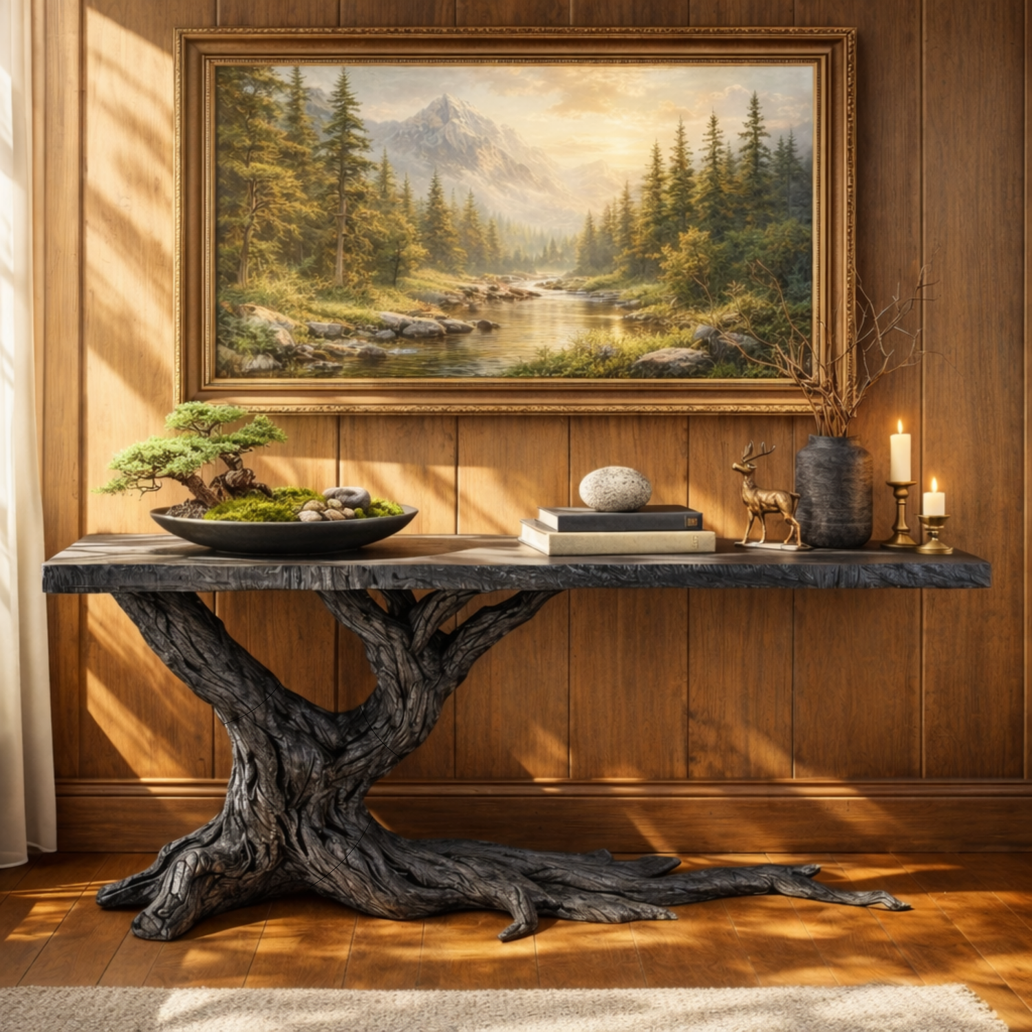 Sculptural Console Table with Root-Inspired Base