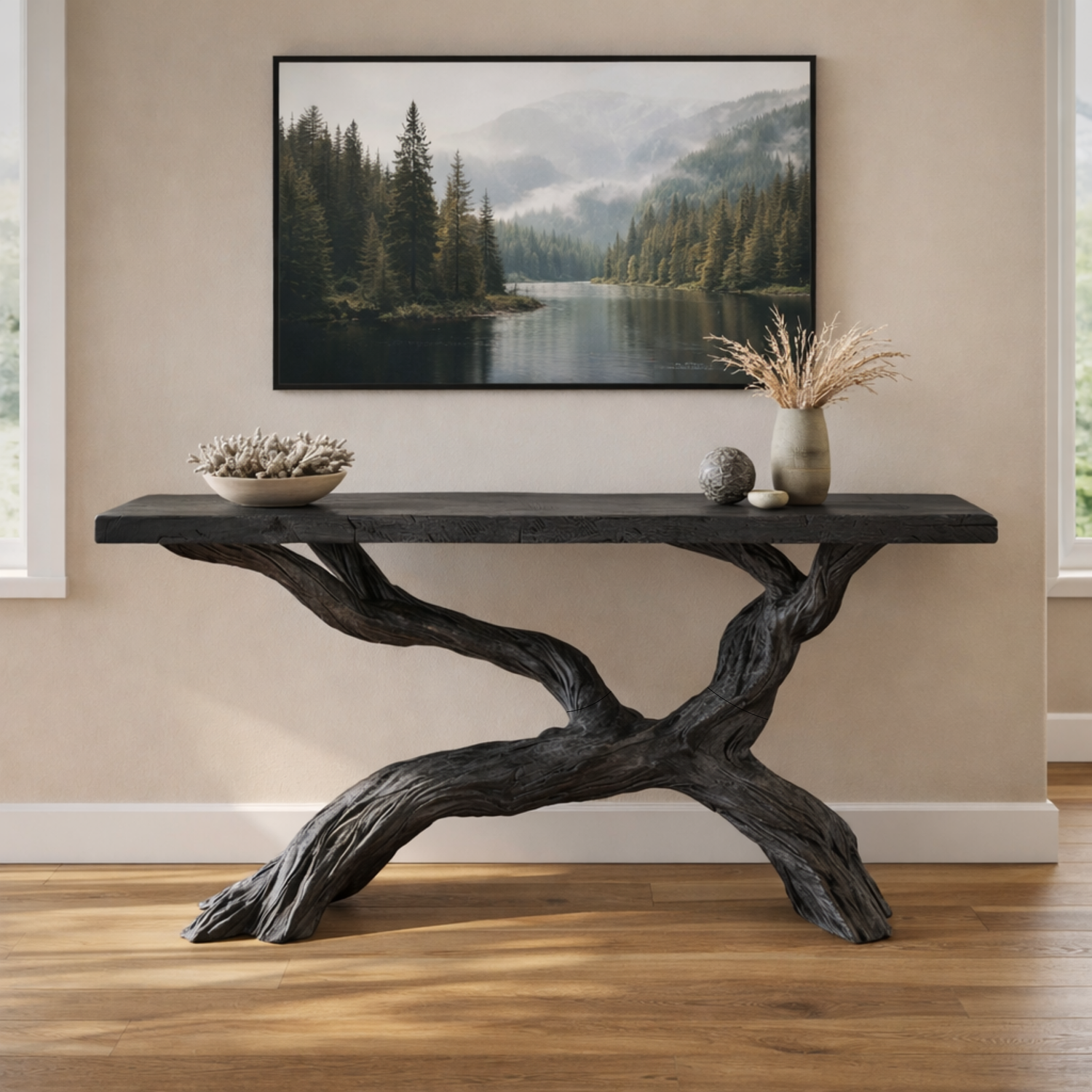 Cross-Branch Solid Wood Console Table