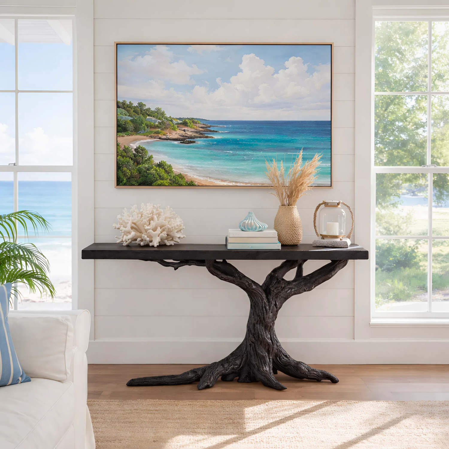 Branch Pedestal Solid Wood Console Table