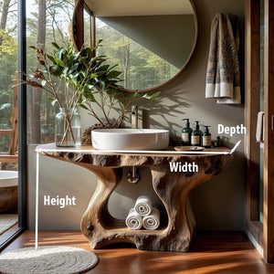 Rustic Live Edge Wood Bathroom Vanity with Open Shelf