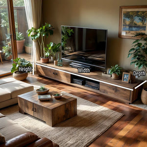 Wood TV Stand with Mixed Storage for Organic Modern Living