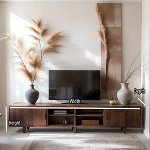 Mid-Century Media Console with Enclosed Storage & Open Shelves