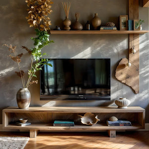 Low-Profile Media Console with Open Shelf & Minimal Block Base