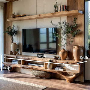 Live-Edge Style TV Console Wall-Mounted Shelf Media Wall Set