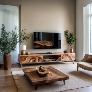 Organic Front Wood TV Console for Modern Living Rooms