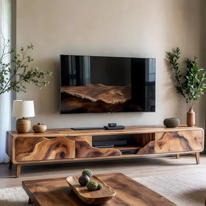 Organic Front Wood TV Console for Modern Living Rooms