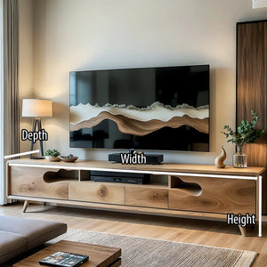 Sculptural Wood TV Console with Organic Cutout Front