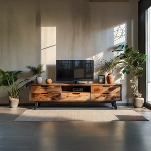 Solid Wood Media Console with Natural Grain for Modern Living Rooms