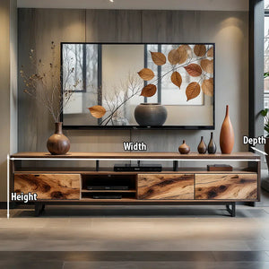 Solid Wood and Metal TV Console for a Modern Media Wall