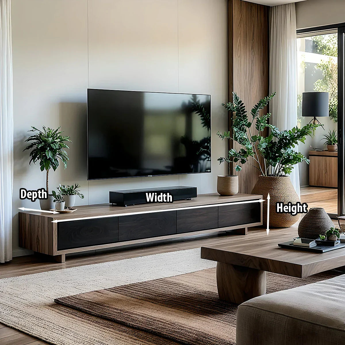 Solid Wood Media Console with Dark Fronts for Modern Living
