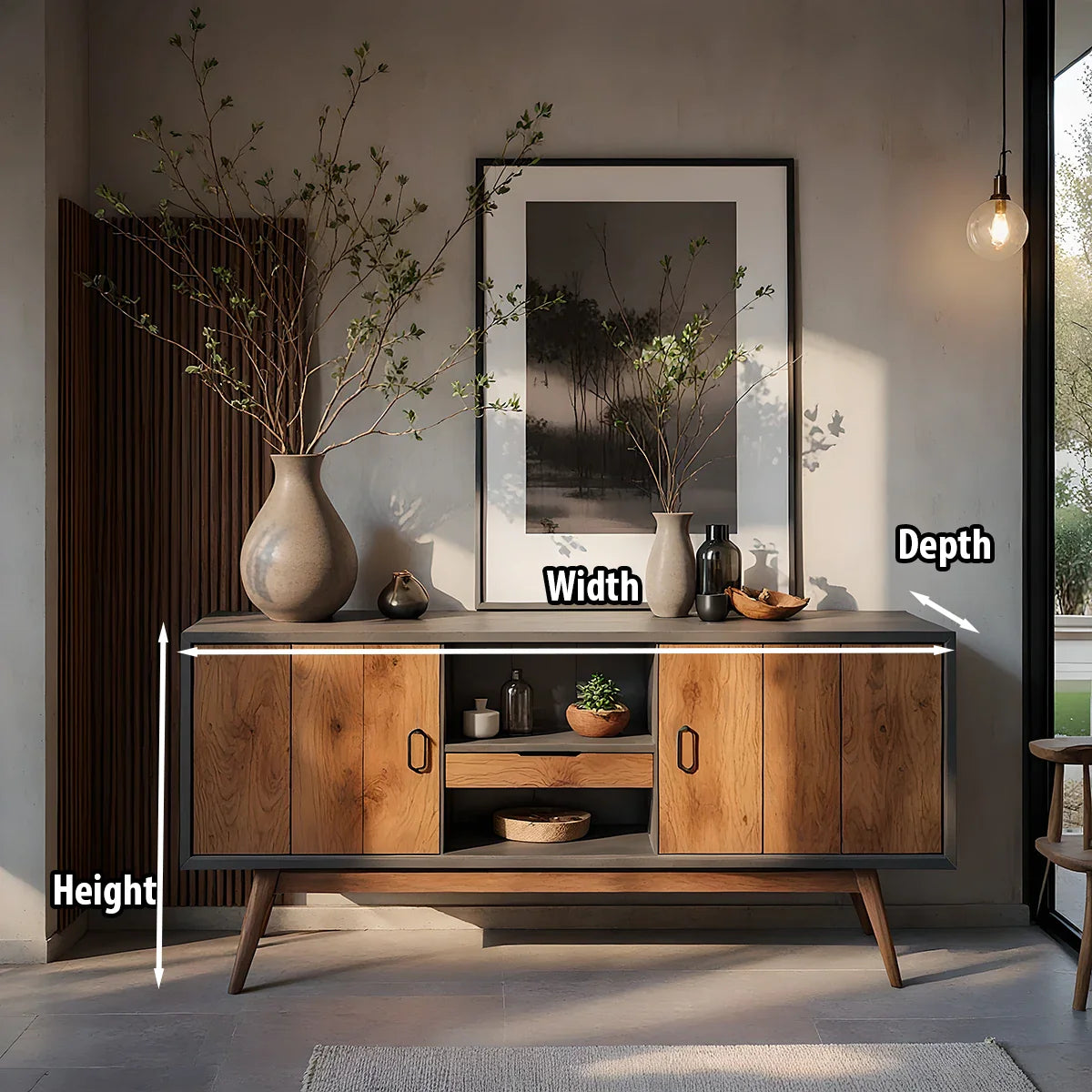 Solid Wood Console Cabinet with Minimalist Storage for Modern Interiors