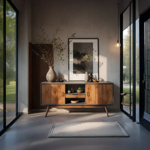 Solid Wood Console Cabinet with Minimalist Storage for Modern Interiors