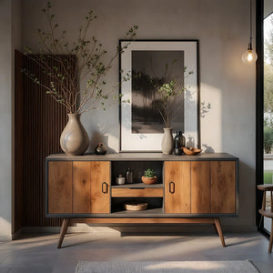 Solid Wood Console Cabinet with Minimalist Storage for Modern Interiors