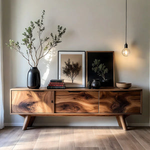 Solid Wood Sideboard with Sculptural Grain and Low Modern Profile