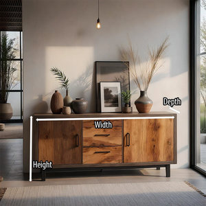Solid Wood Storage Cabinet with Mixed Drawers and Modern Rustic Style