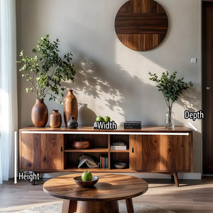 Solid Wood Sideboard Cabinet with Open Shelving for Organic Modern Homes