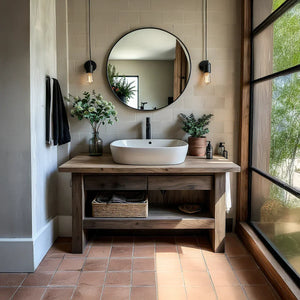 Rustic Solid Wood Washstand for Modern Bathrooms