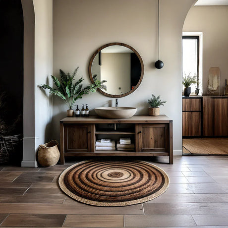 Long Solid Wood Bathroom Vanity with Open Shelf for Spa-Inspired Decor