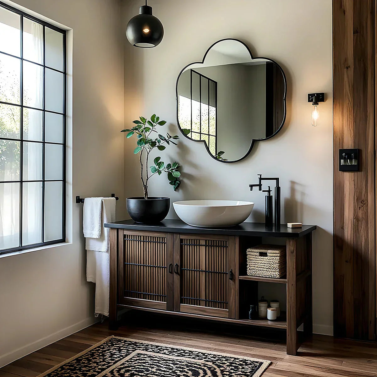Solid Wood Fluted Bathroom Vanity for Modern Interiors