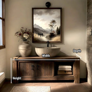Solid Wood Bathroom Vanity and Open Storage