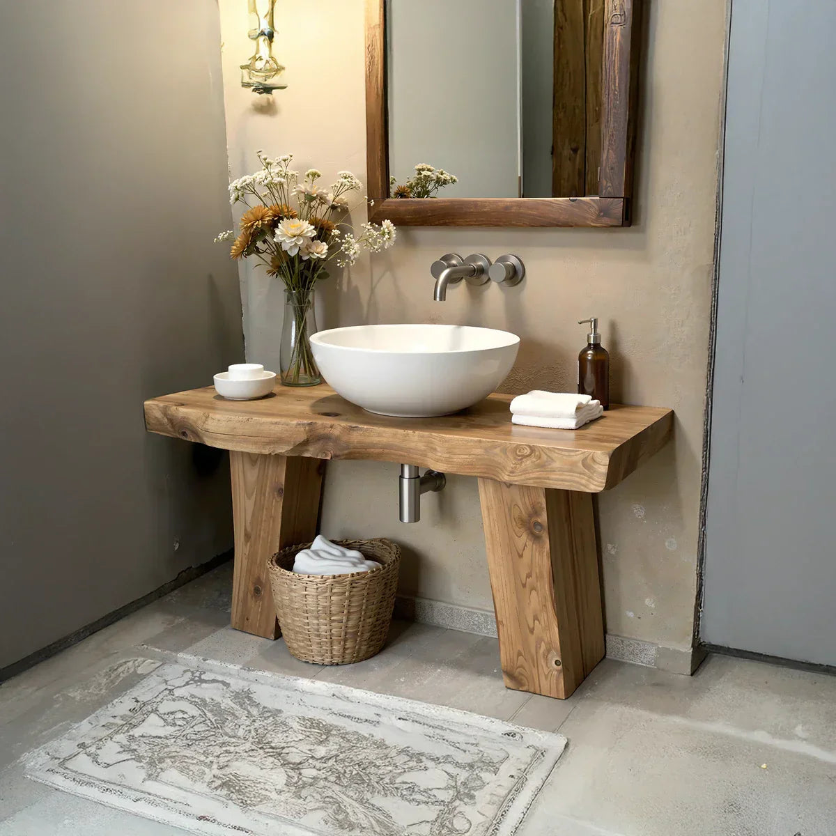 Solid-Wood Console Vanity for Cozy Bathrooms