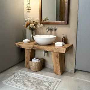 Solid-Wood Console Vanity for Cozy Bathrooms