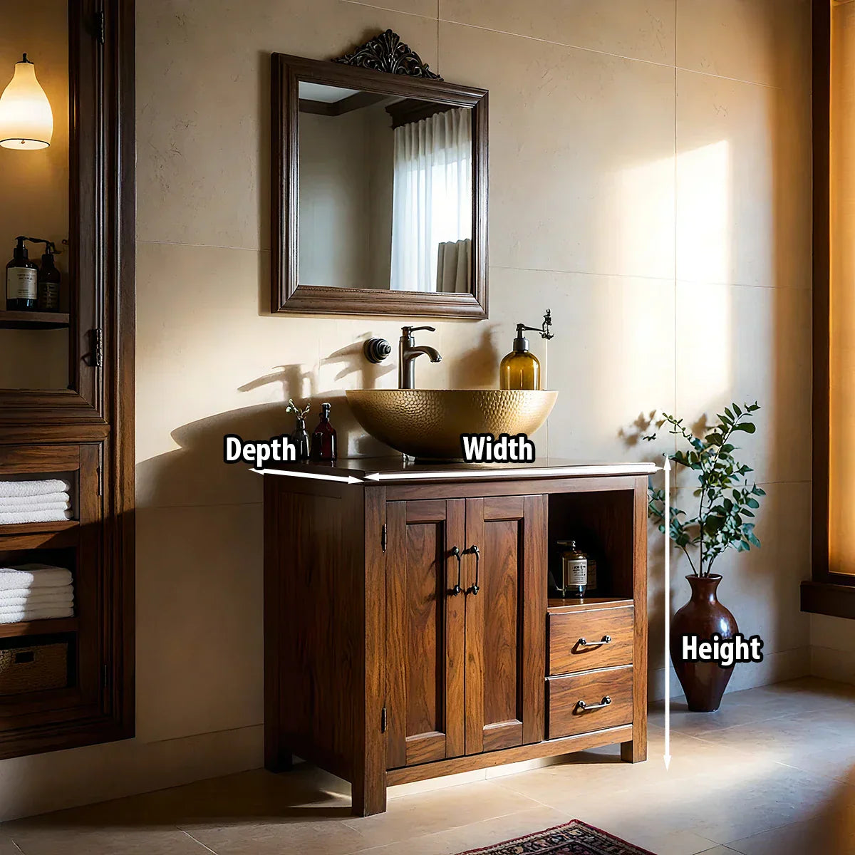 Solid-Wood Bathroom Vanity for Classic Bathrooms