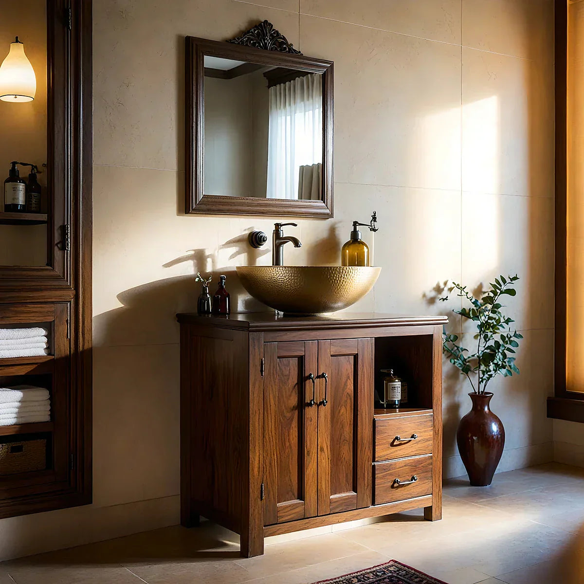 Solid-Wood Bathroom Vanity for Classic Bathrooms