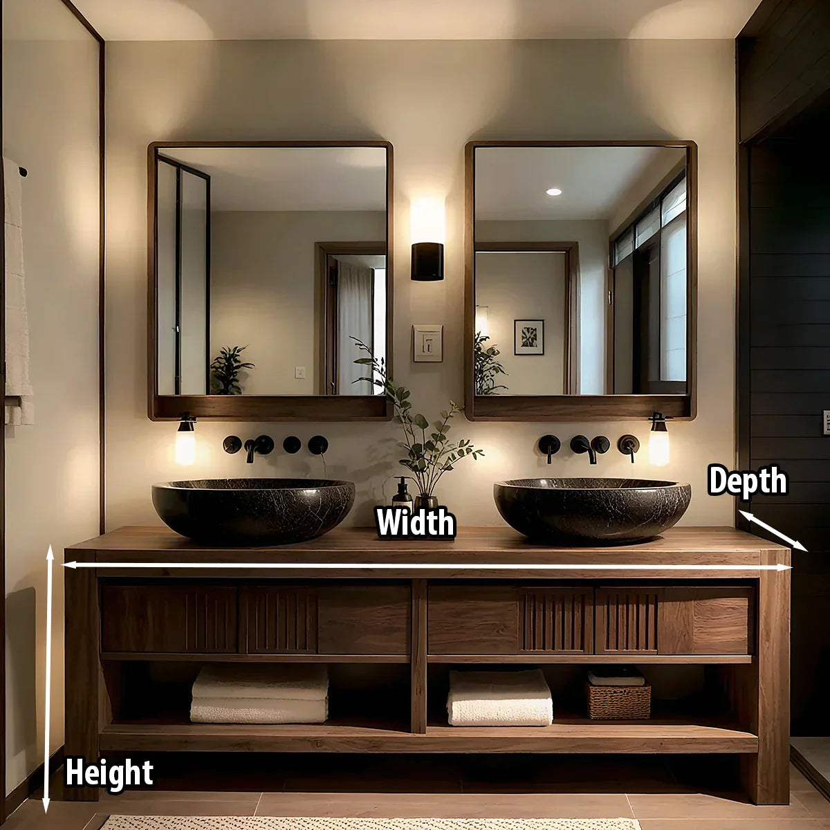 Solid-Wood Double Bathroom Vanity