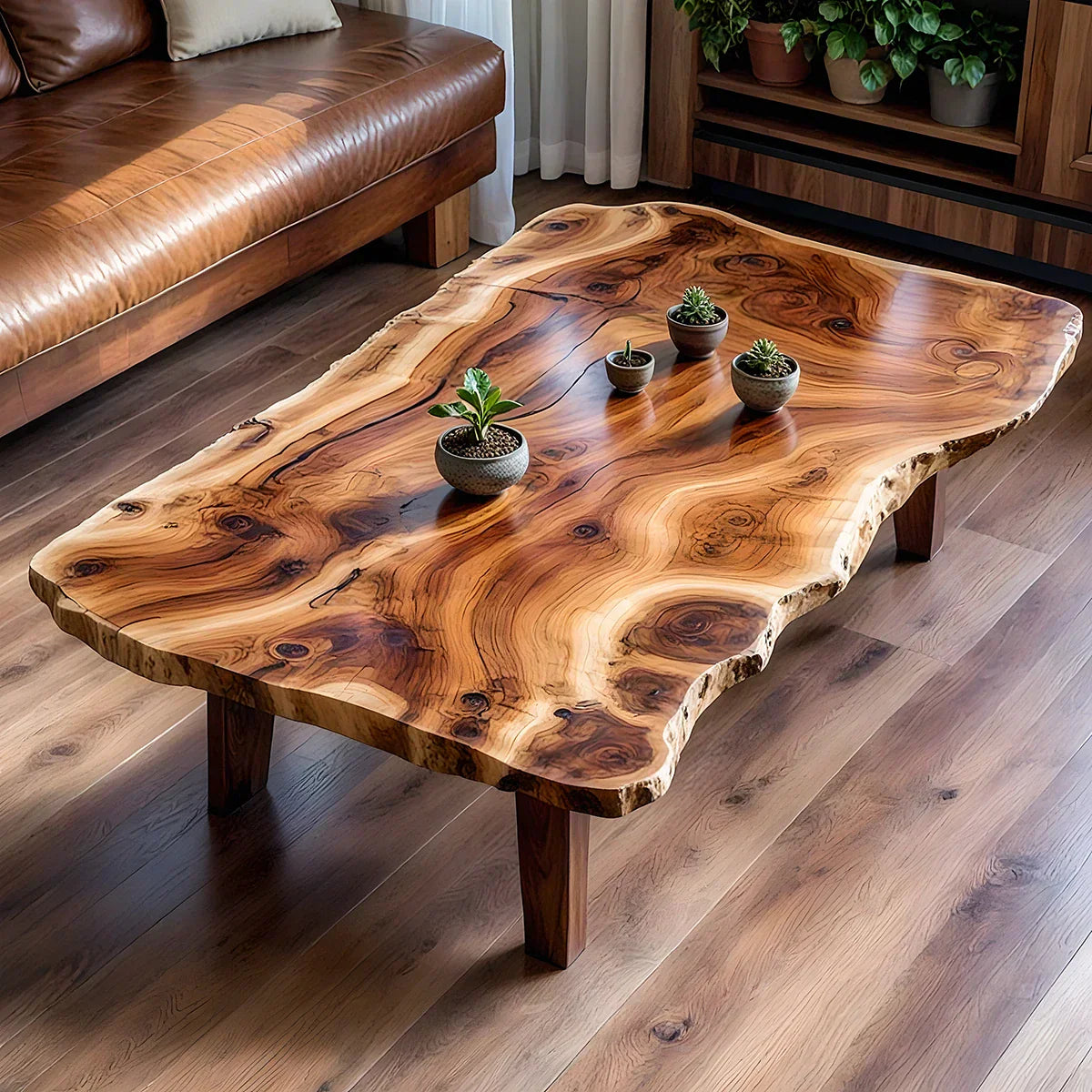 Live-Edge Solid-Wood Coffee Table with Dramatic Grain
