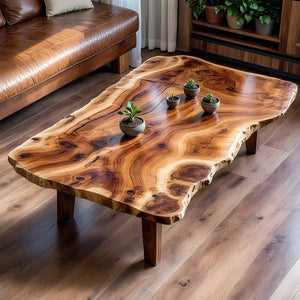 Live-Edge Solid-Wood Coffee Table with Dramatic Grain