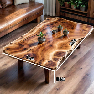 Live-Edge Solid-Wood Coffee Table with Dramatic Grain