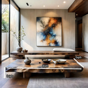 Sculptural Live-Edge Solid-Wood Coffee Table for Modern Tea Rooms