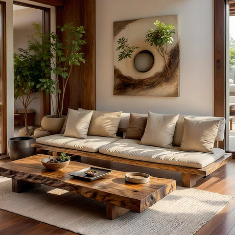 Live-Edge Solid-Wood Coffee Table for Japandi Living Rooms